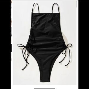 SHEIN Drawstring Tie Side One Piece Swimsuit, size large